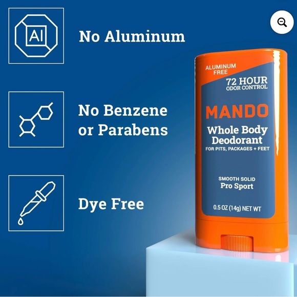 9 Mando Deodorant Stick for Men, Trial Size, Smooth Solid, Aluminum Free - Picture 2 of 6